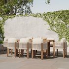 Portside Wood Outdoor Dining Table (76.5") & Porto Dining Chairs Set