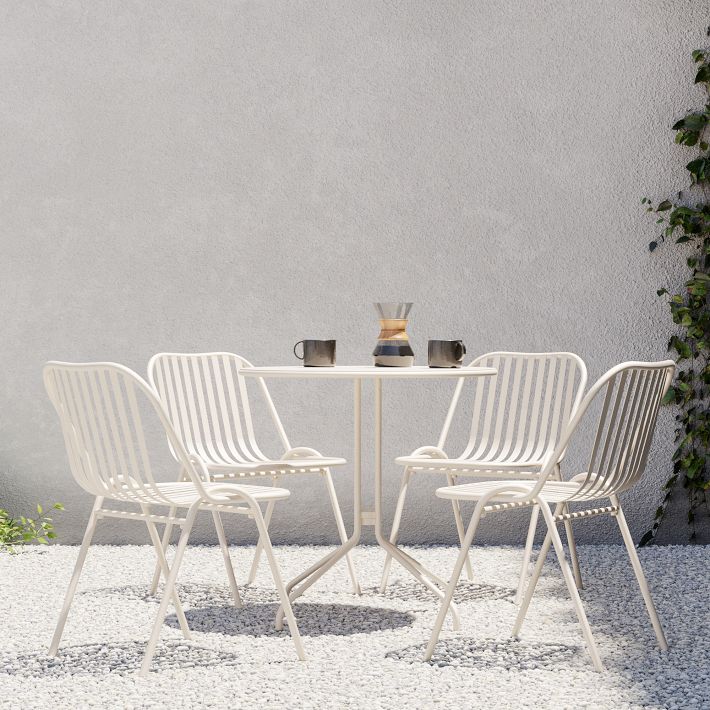 Sydney Outdoor Bistro Table (30&quot;) &amp; Santa Cruz Stacking Dining Chair Set