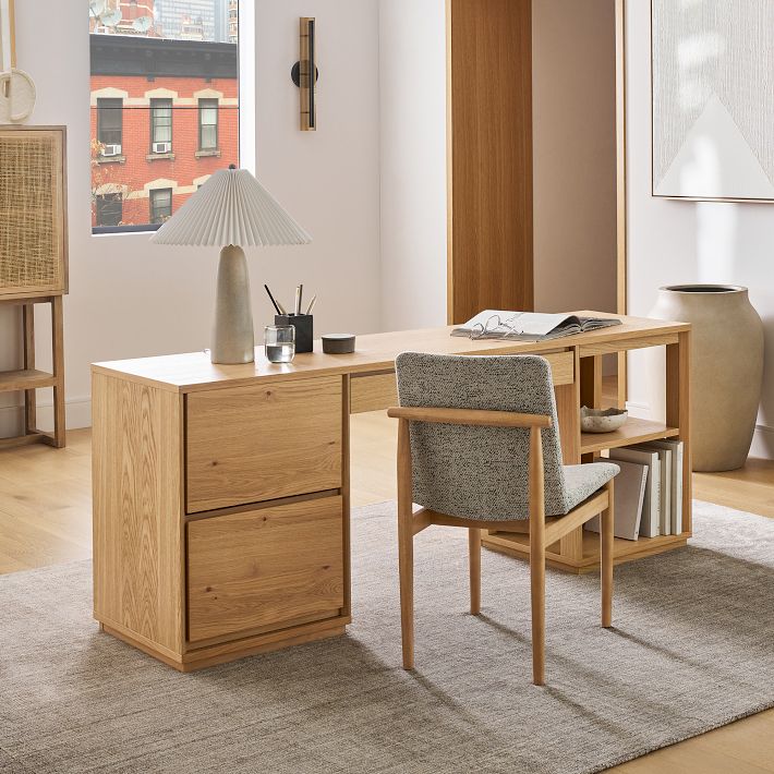 Norre 3-Piece Modular Desk with Drawers & Shelves