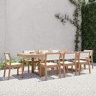 Portside Wood Outdoor Extendable Dining Table (76.5&quot;&ndash;106&quot;) &amp; Stacking Chairs Set
