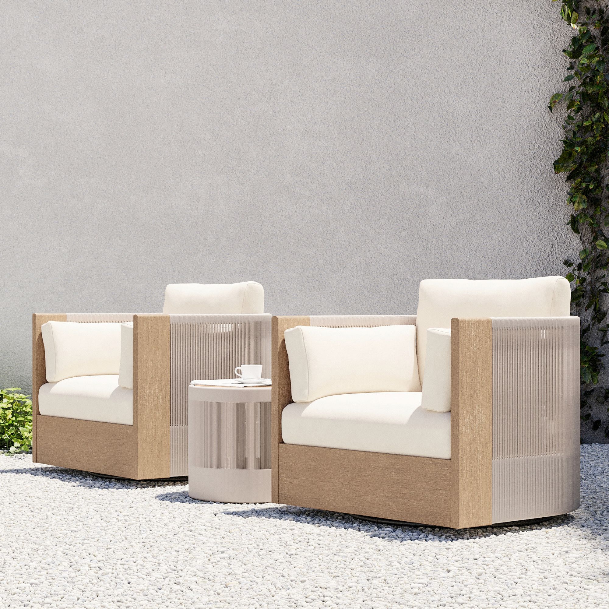 Porto Outdoor Swivel Chairs & Side Table Set