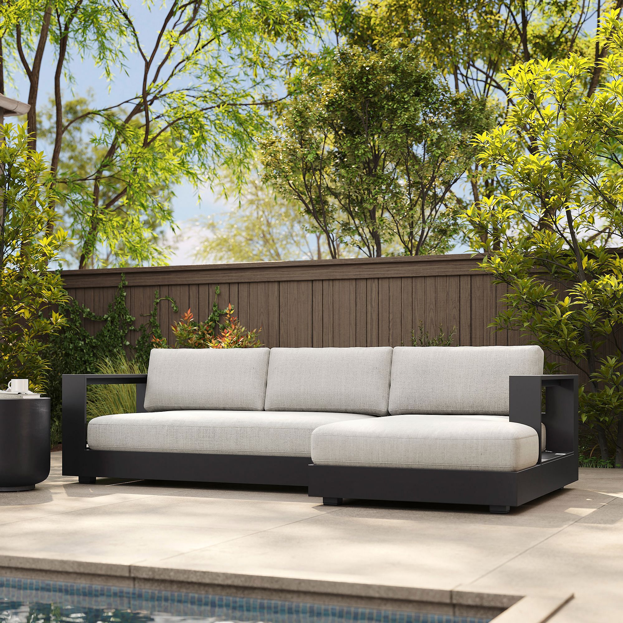 Telluride Aluminum Outdoor Chaise Sectional - 113"