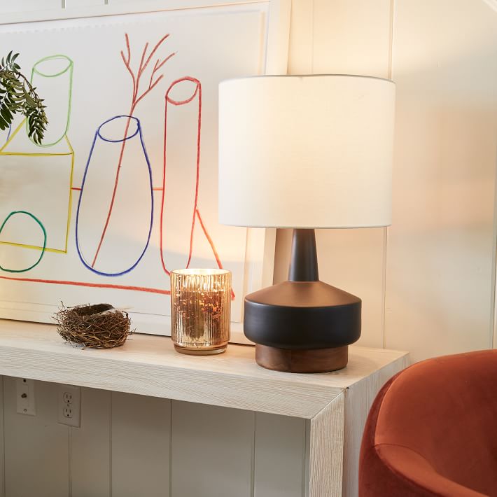 【おしゃれ】WEST ELM Cersei Ceramic Table ランプ Wood & Ceramic Table Lamp | Modern Light Fixtures | West Elm