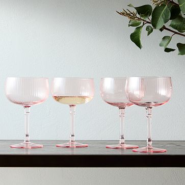 Esme Glassware, Coupe Champagne, Rose, Set of 4