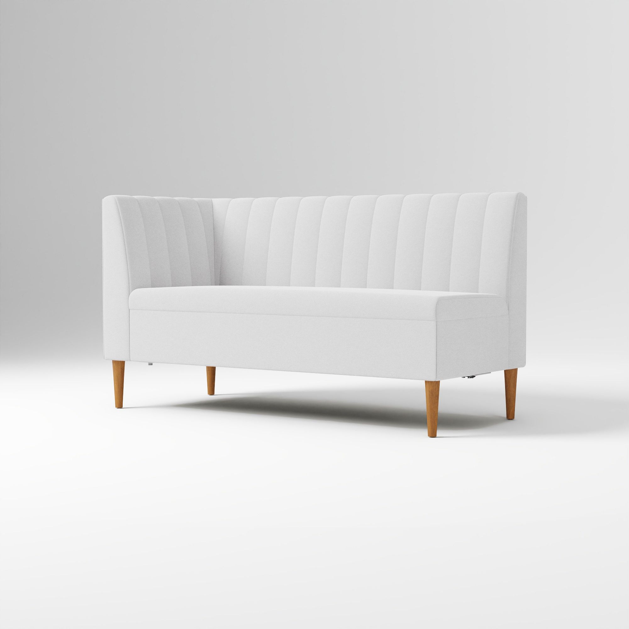 Emmett Dining Banquette Armless Bench, Yarn Dyed Linen Weave Pewter, Acorn