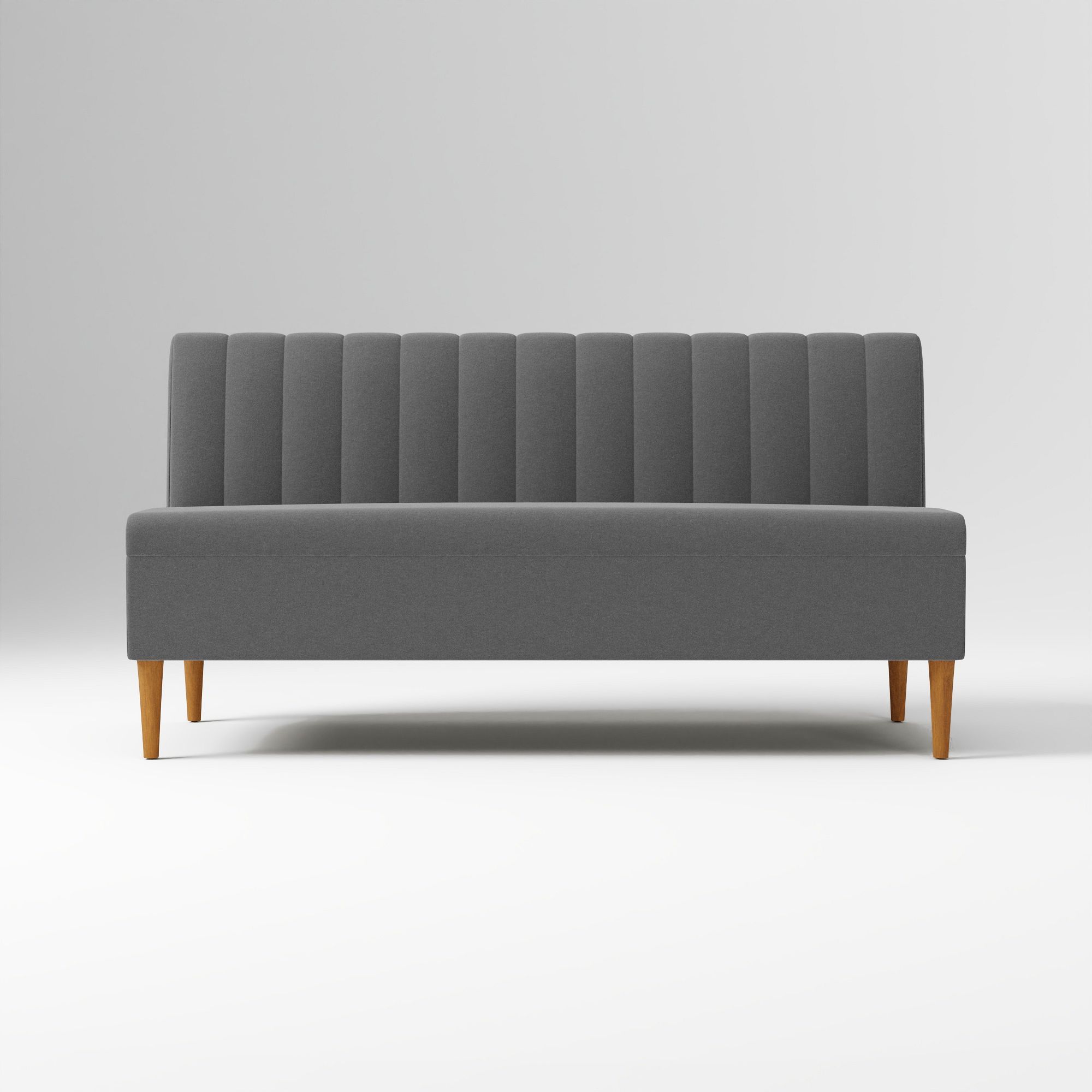Emmett Dining Banquette Armless Bench, Yarn Dyed Linen Weave Pewter, Acorn