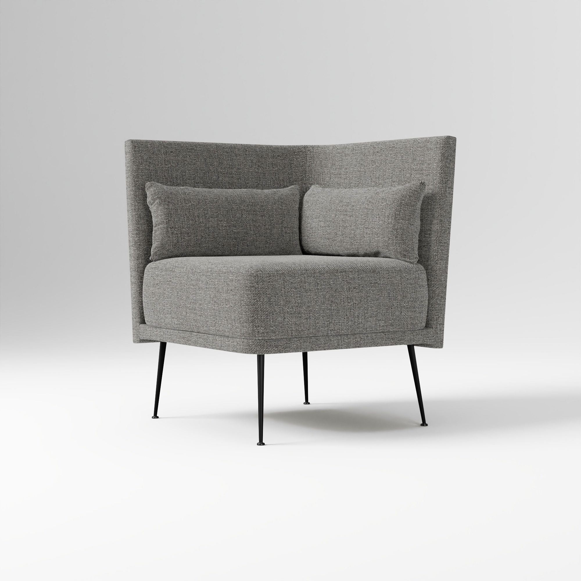 Modern Banquette Armless Bench, Yarn Dyed Linen Weave Oatmeal, Dark Bronze
