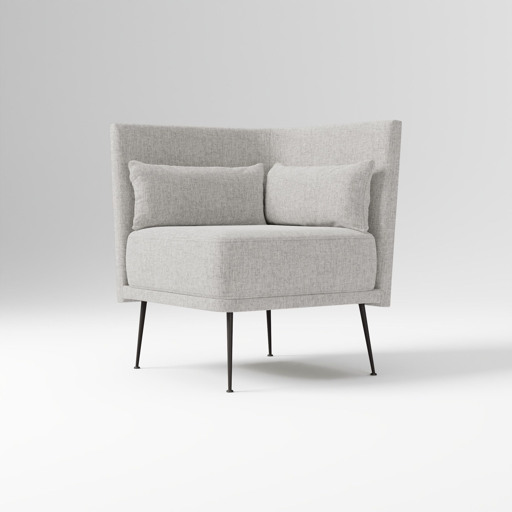 Modern Banquette Armless Bench, Yarn Dyed Linen Weave Oatmeal, Dark Bronze