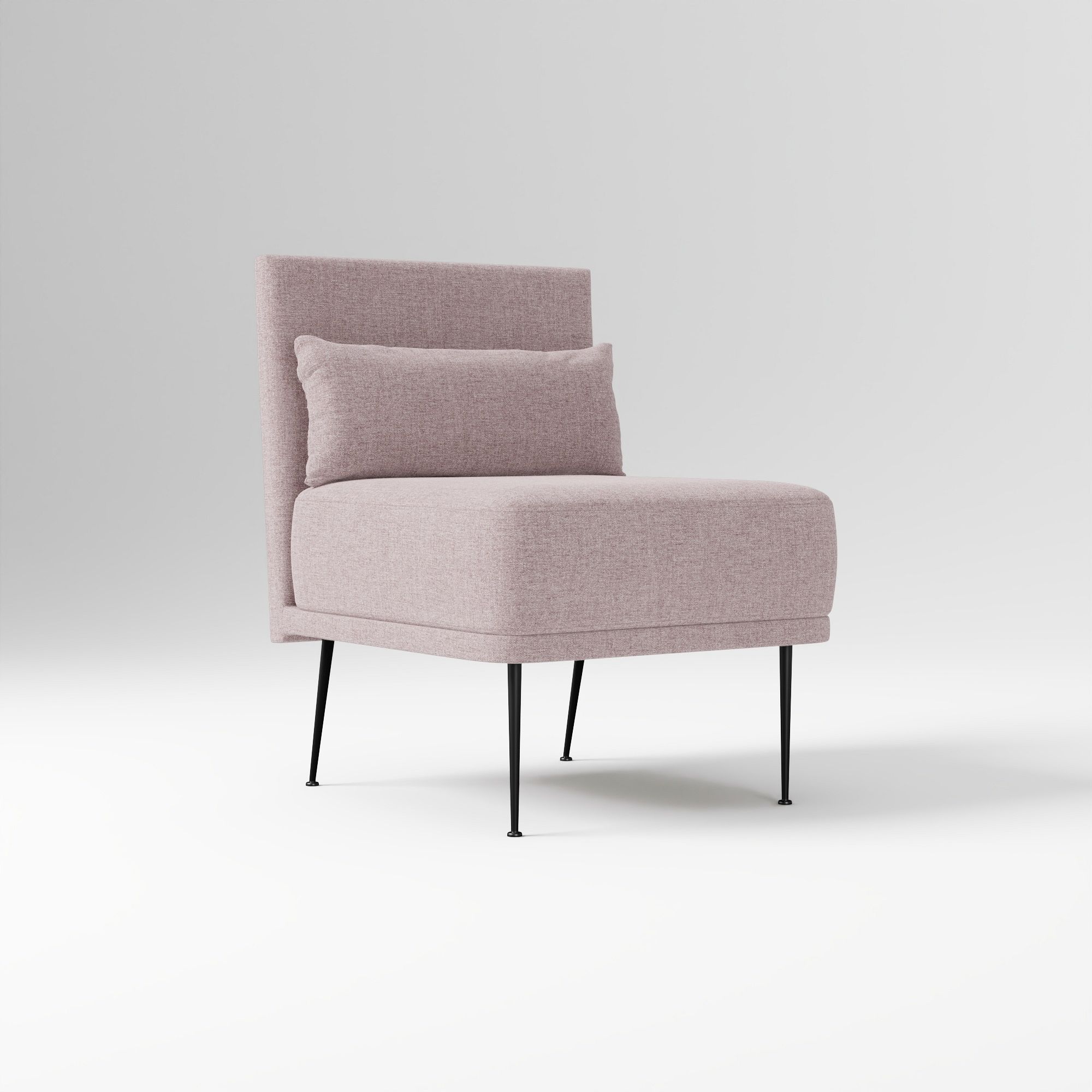 Modern Banquette Armless Bench, Yarn Dyed Linen Weave Oatmeal, Dark Bronze
