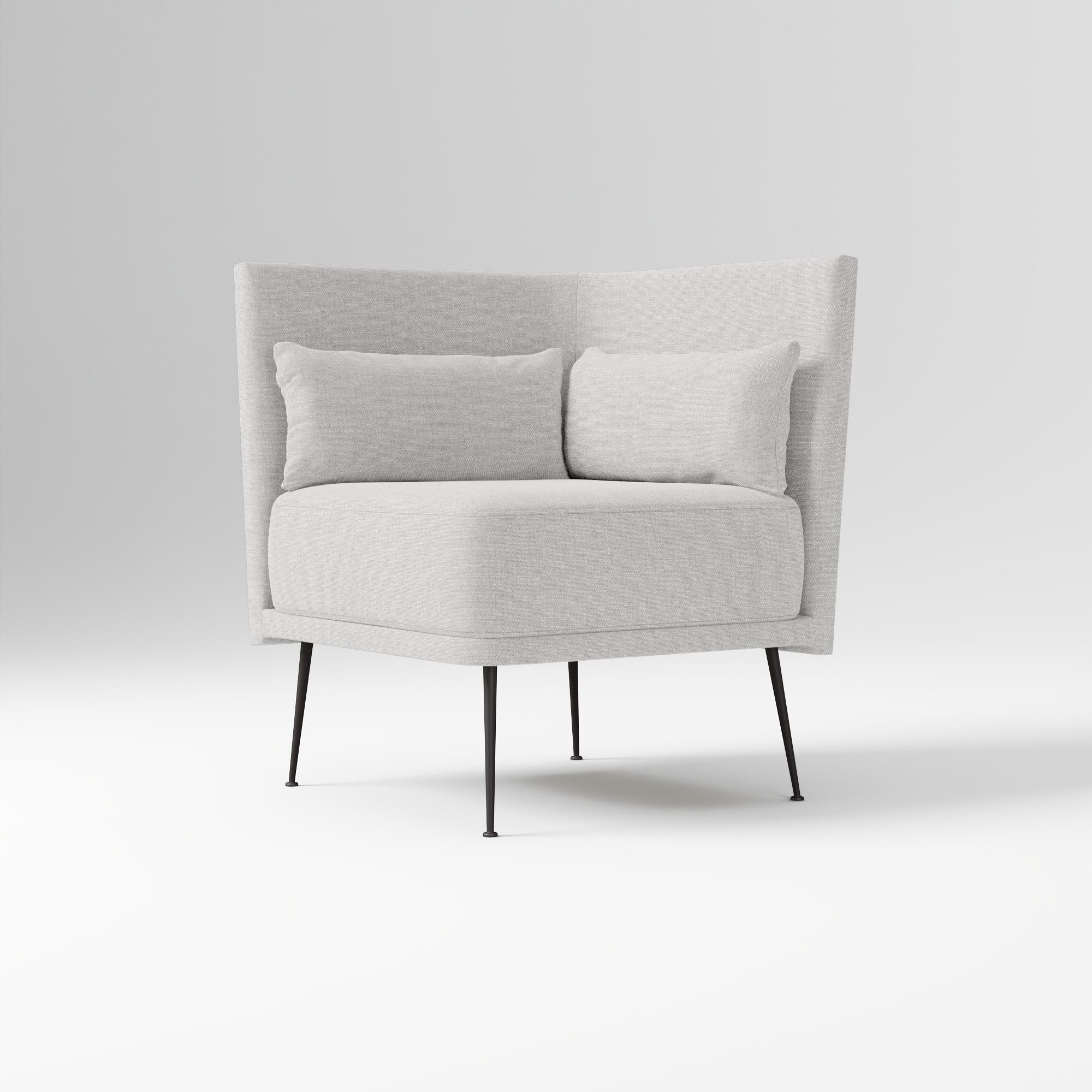 Modern Banquette Armless Bench, Yarn Dyed Linen Weave Oatmeal, Dark Bronze