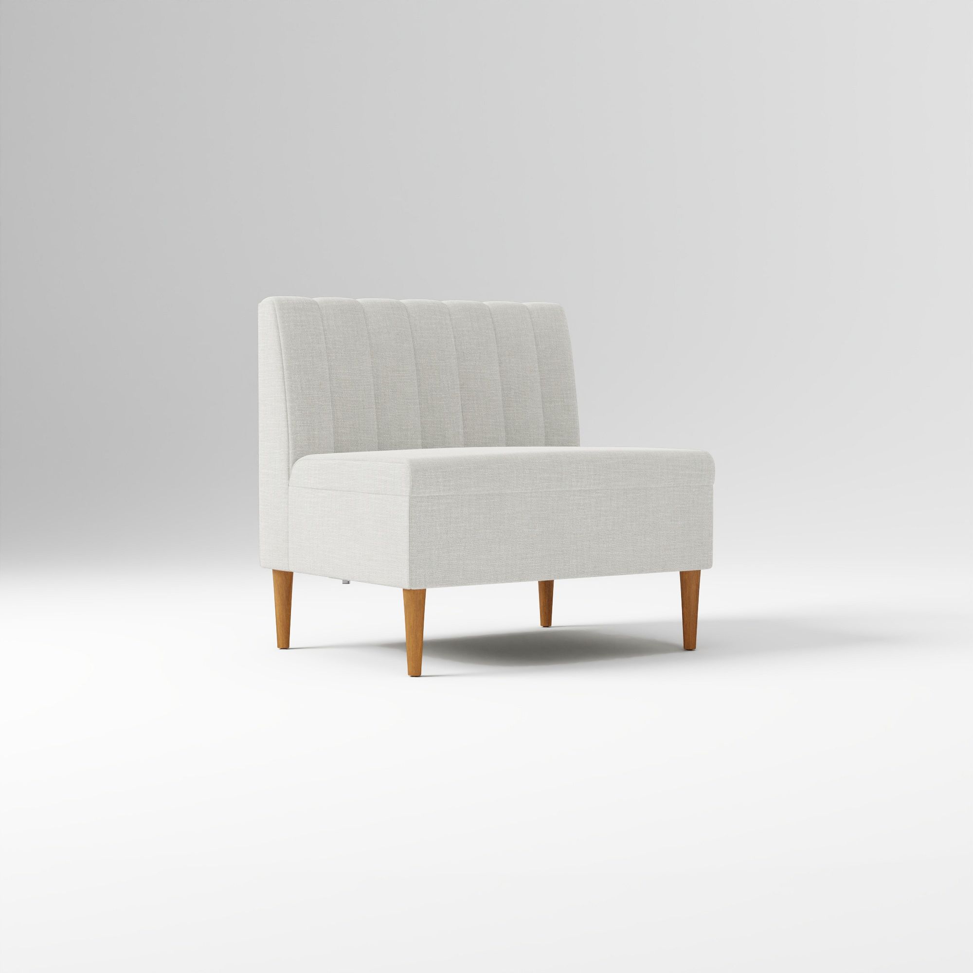 Emmett Dining Banquette Armless Bench, Yarn Dyed Linen Weave Pewter, Acorn