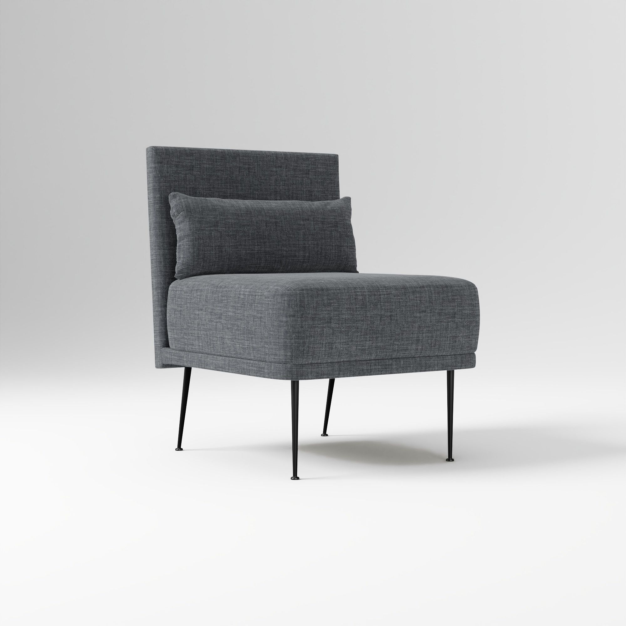 Modern Banquette Armless Bench, Yarn Dyed Linen Weave Oatmeal, Dark Bronze