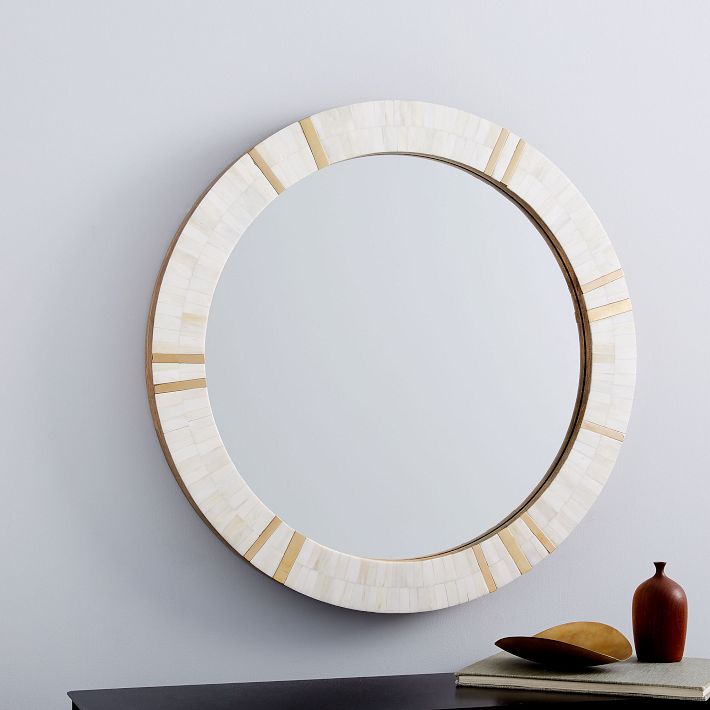 Brass &amp; Bone Rays Round Wall Mirror