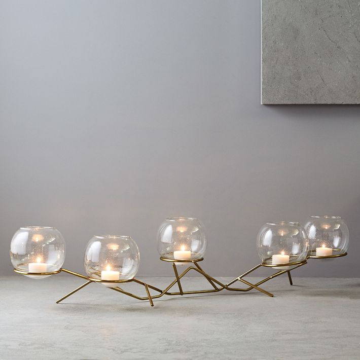 Brass & Glass Globe Votive Centerpiece
