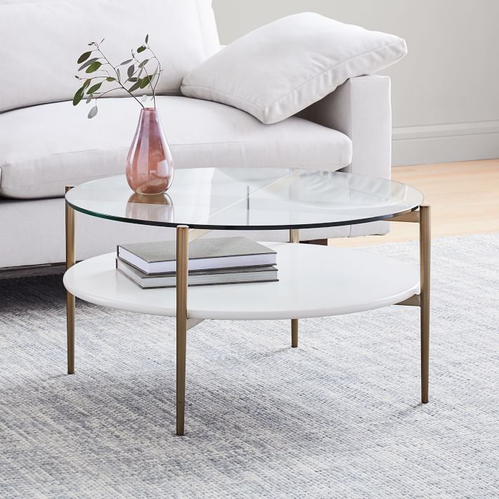 Mid-Century Art Display Round Coffee Table Modern Living