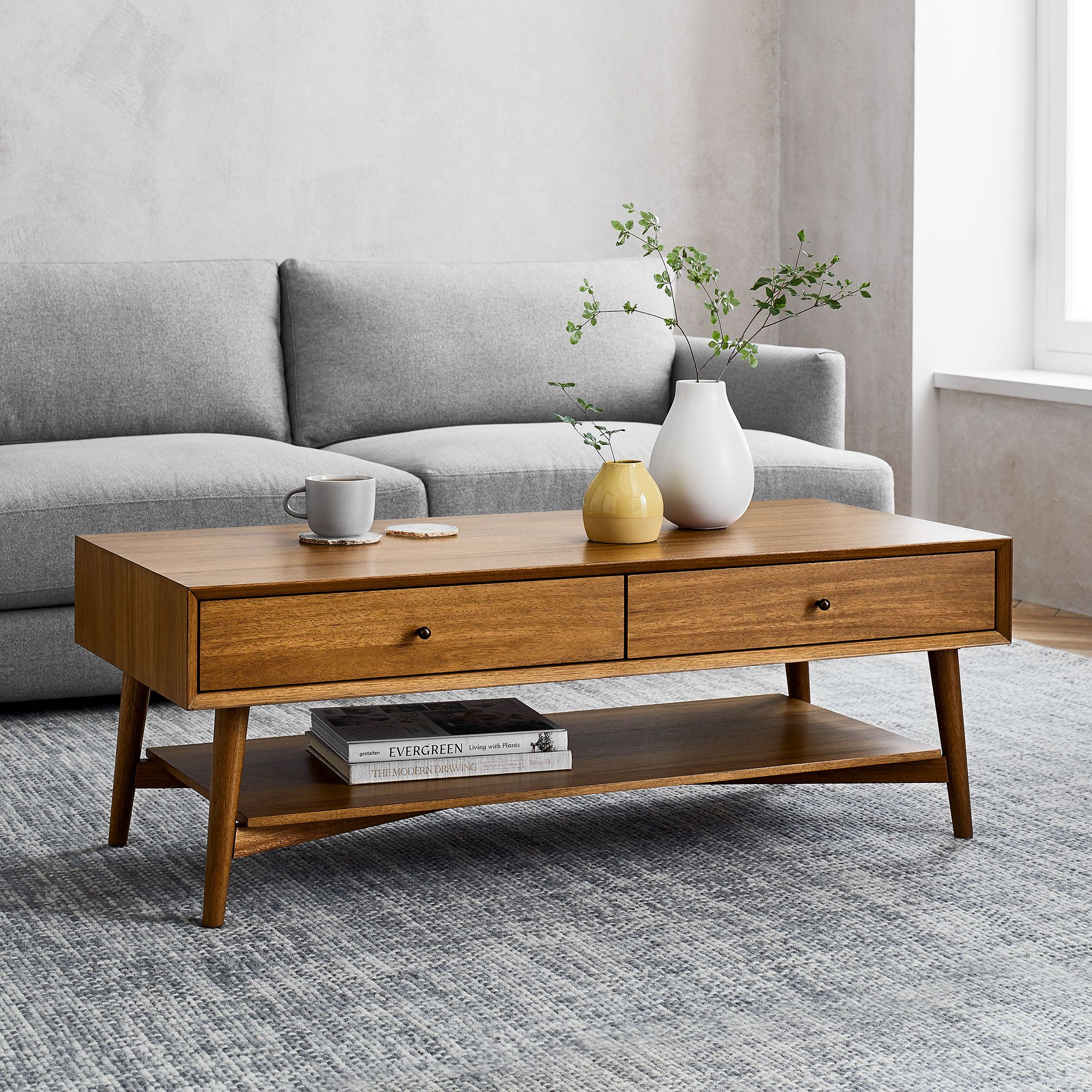 Mid-Century Storage Coffee Table - 47.5"
