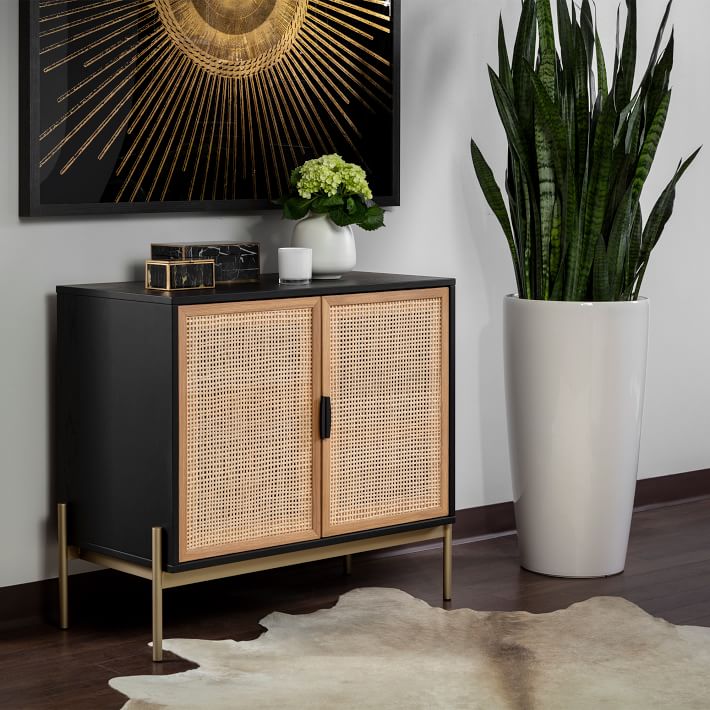 Lofted Rattan &amp; Wood Buffet (37.5&quot;&ndash;72&quot;)
