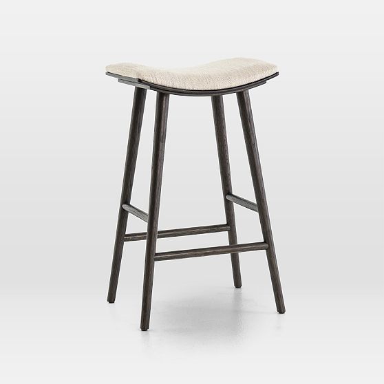 Essence Natural Saddle Style Wood Bar Stool in Black/Cream