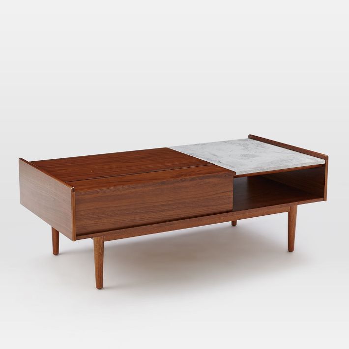 Mid-Century Marble Pop-Up Coffee Table (48"–60")