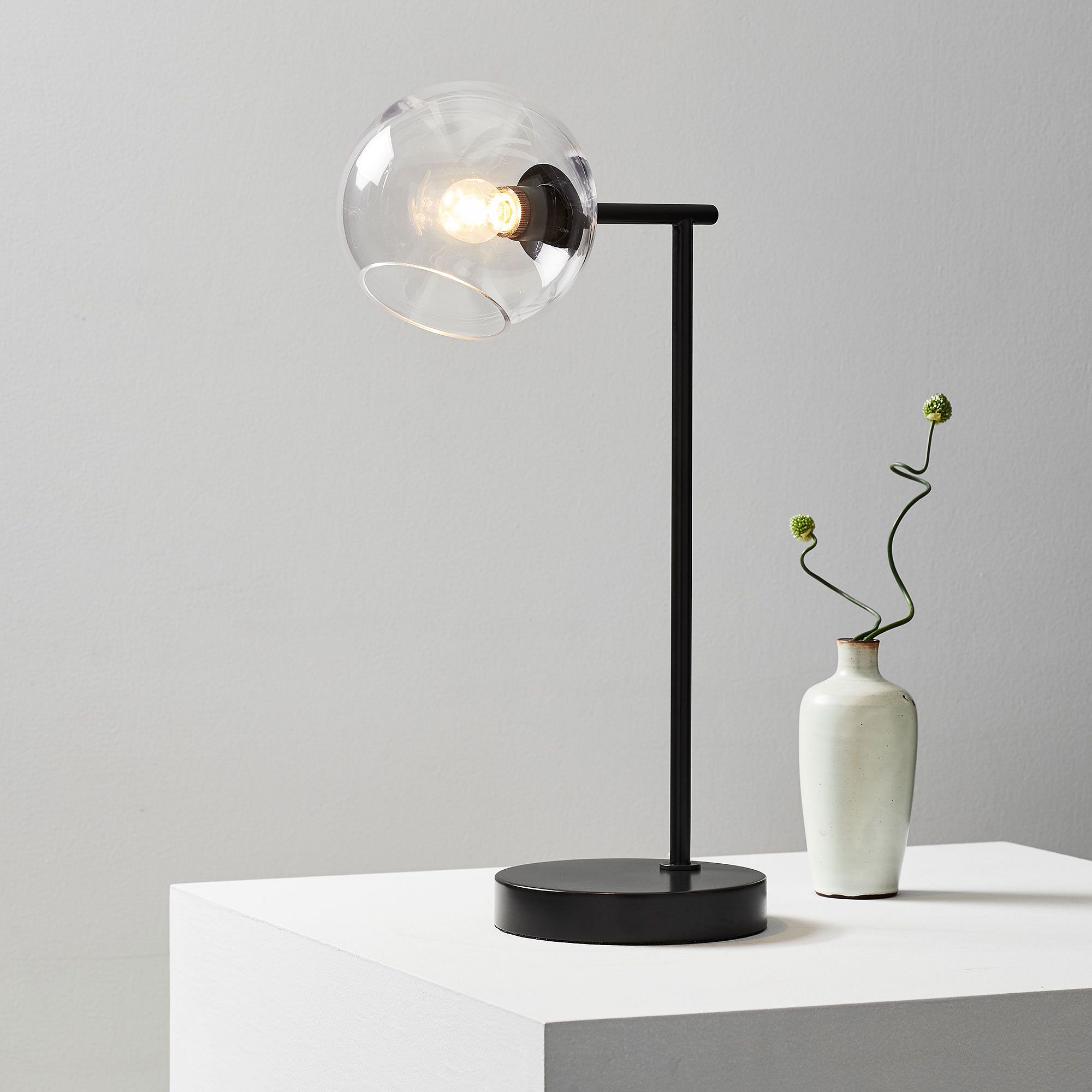 【おしゃれ】WEST ELM Staggered Glass USB Table ランプ Staggered Glass USB Table Lamp - Clear | Modern Light