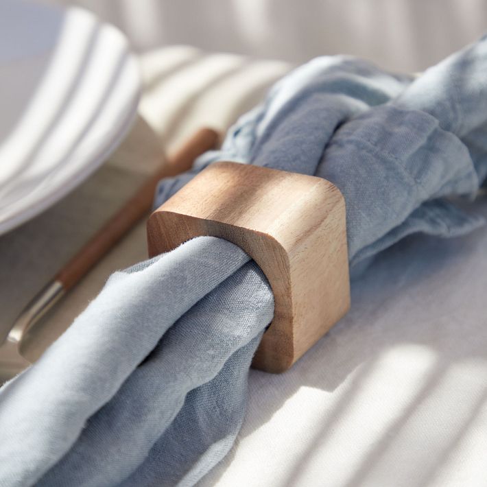 Costa Nova Square Wood Napkin Rings (Set of 4)