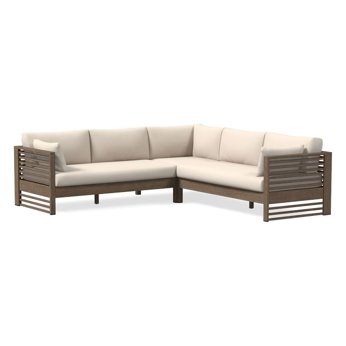 Santa Fe Slatted Outdoor 3-Piece L-Shaped Sectional Cushion Covers