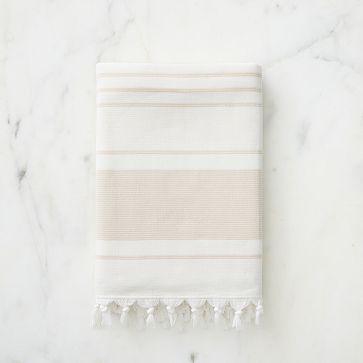Turkish Stripe Bath Towel, Sand