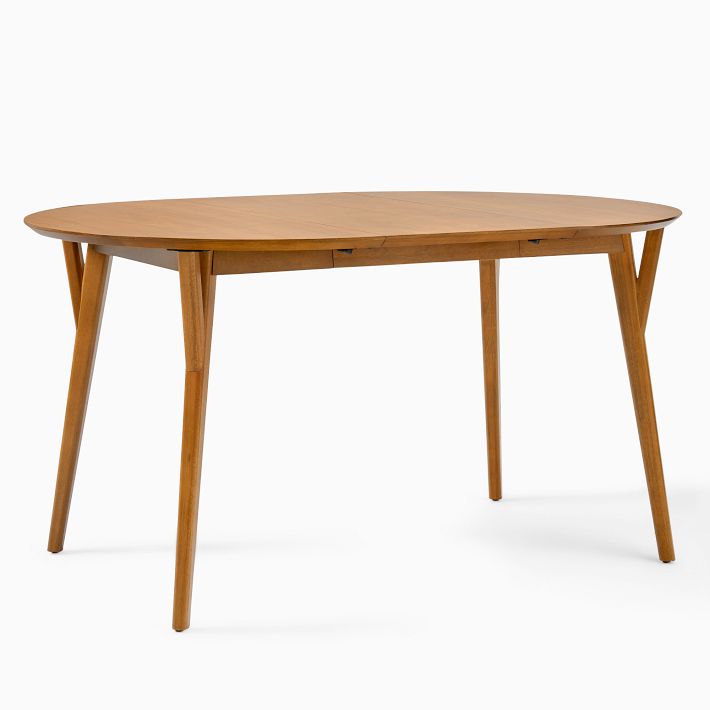 Mid-Century Rounded Extendable Dining Table (42"–80")