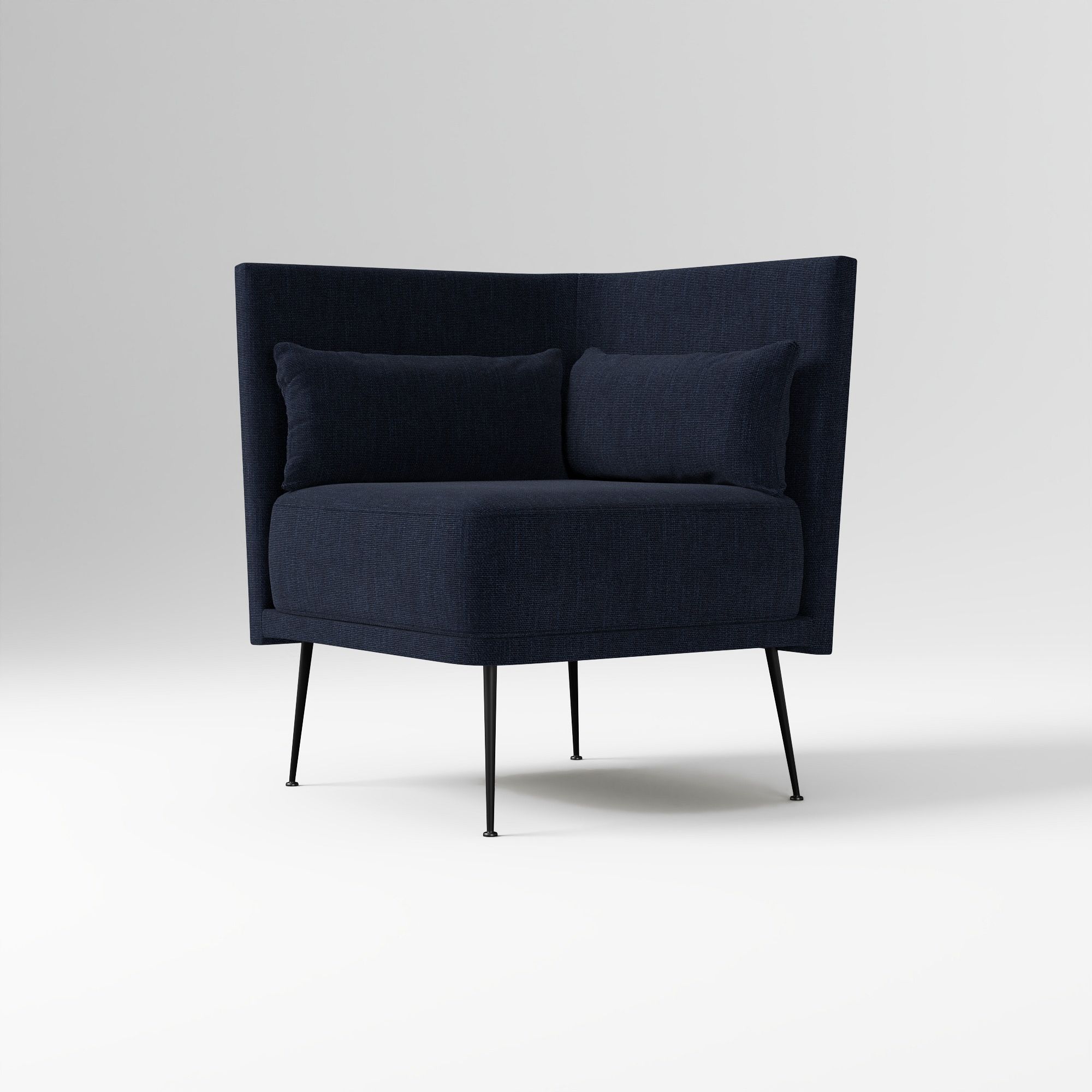 Modern Banquette Armless Bench, Yarn Dyed Linen Weave Oatmeal, Dark Bronze