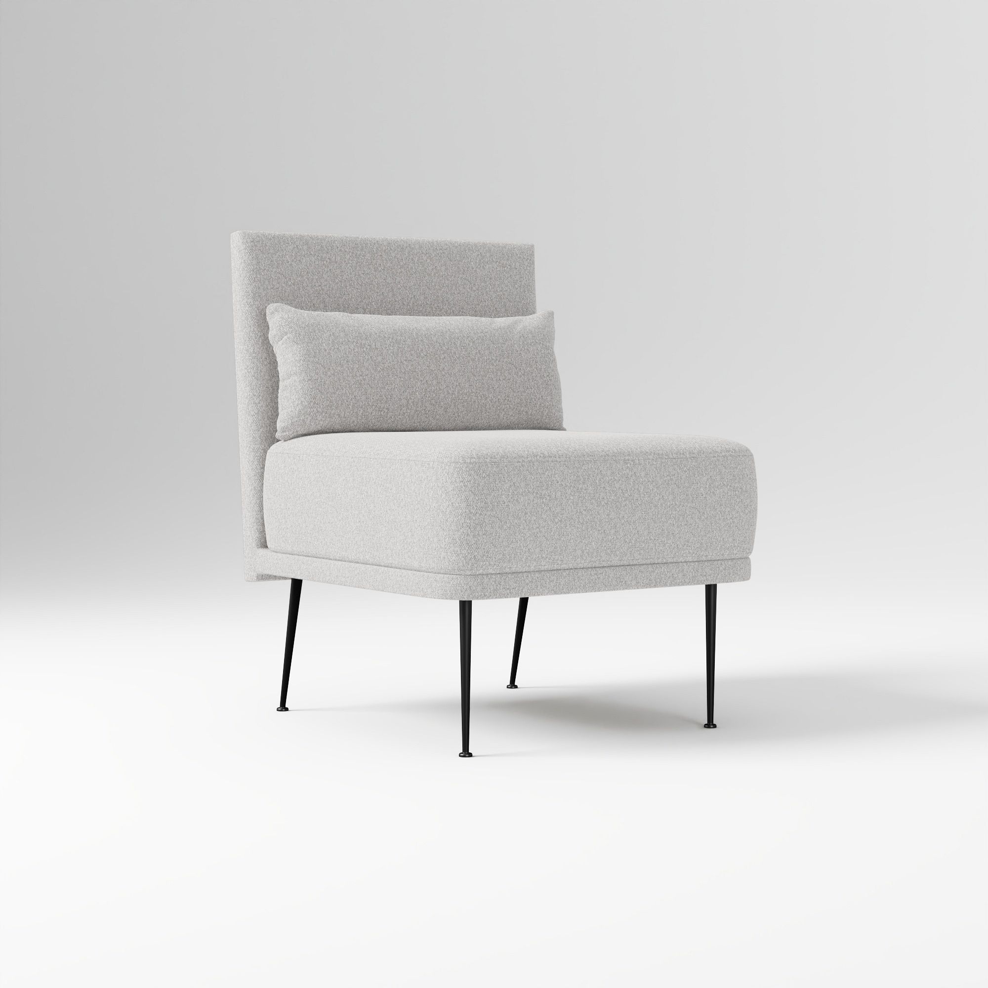 Modern Banquette Armless Bench, Yarn Dyed Linen Weave Oatmeal, Dark Bronze
