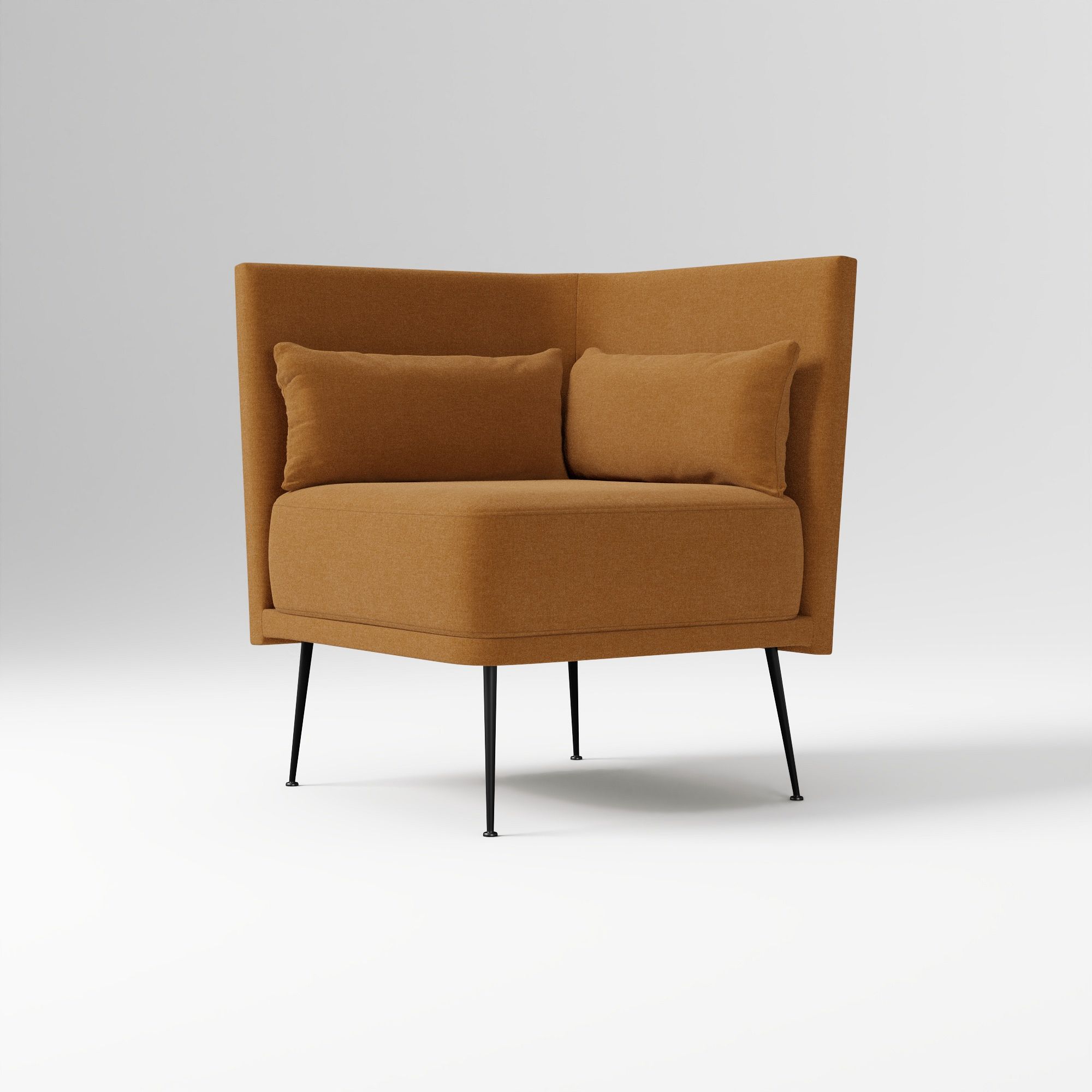 Modern Banquette Armless Bench, Yarn Dyed Linen Weave Oatmeal, Dark Bronze