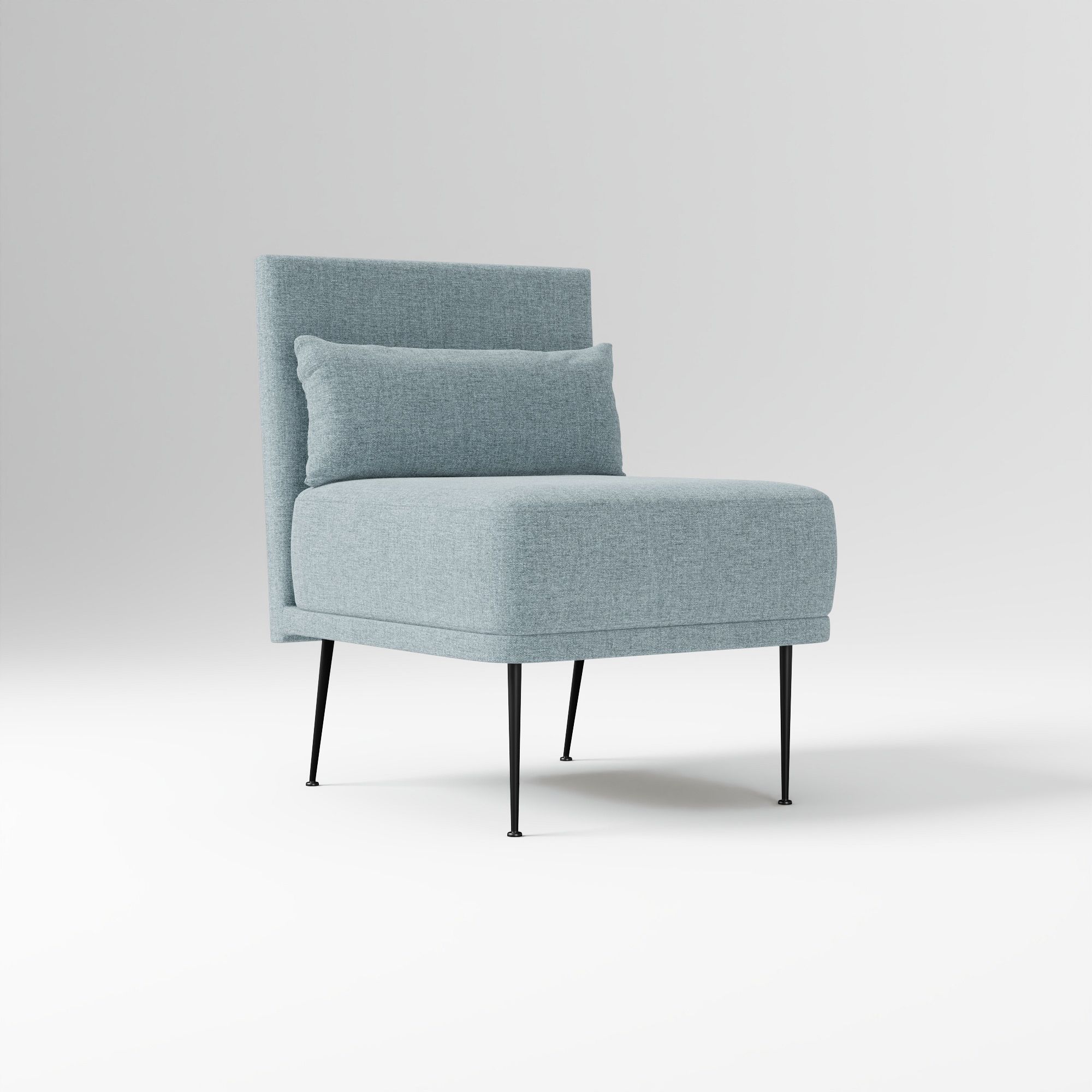 Modern Banquette Armless Bench, Yarn Dyed Linen Weave Oatmeal, Dark Bronze