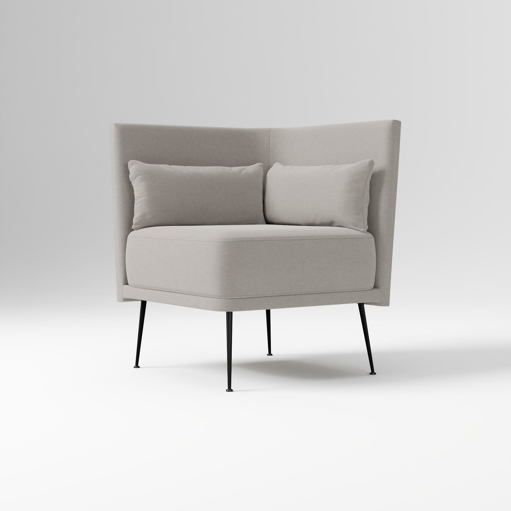 Modern Banquette Armless Bench, Yarn Dyed Linen Weave Oatmeal, Dark Bronze