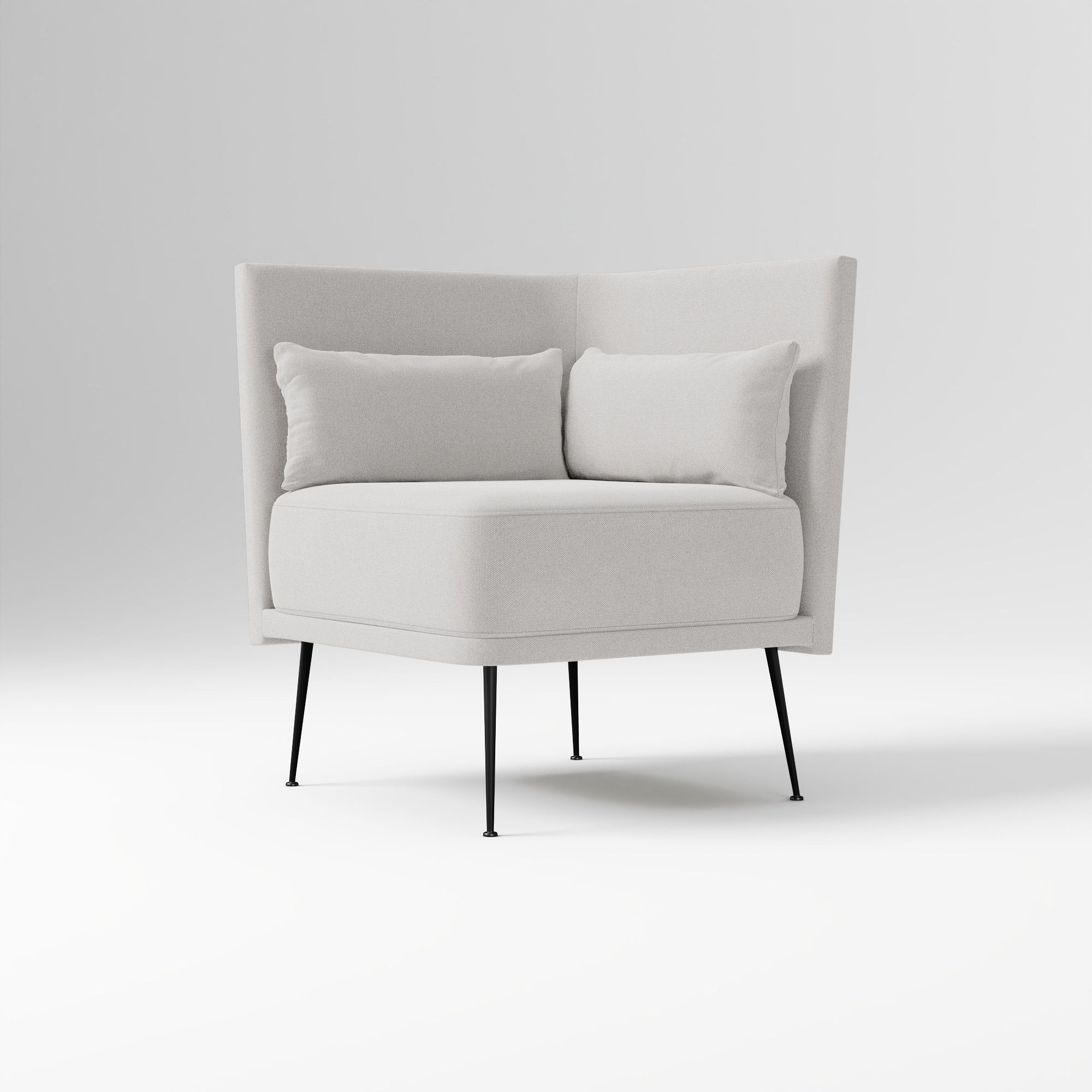 Modern Banquette Armless Bench, Yarn Dyed Linen Weave Oatmeal, Dark Bronze