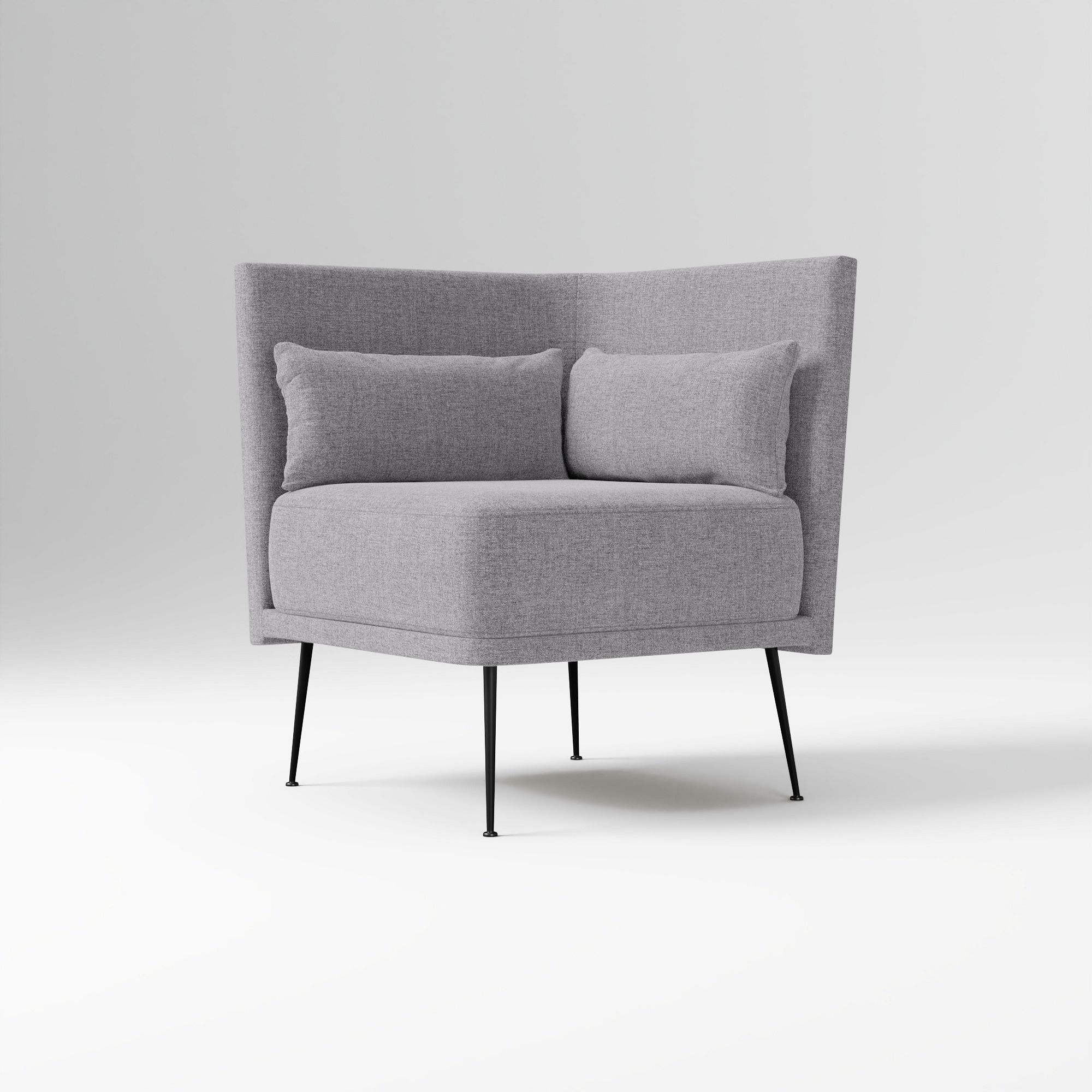 Modern Banquette Armless Bench, Yarn Dyed Linen Weave Oatmeal, Dark Bronze