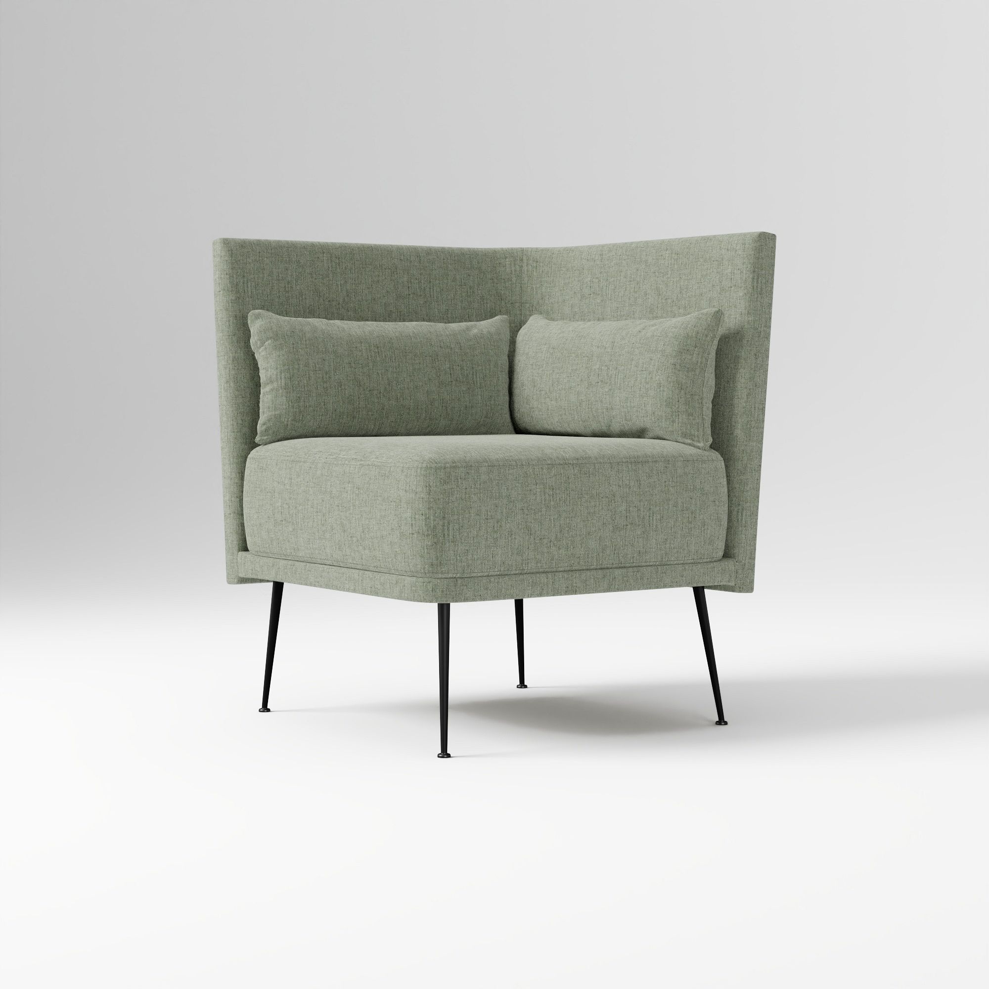 Modern Banquette Armless Bench, Yarn Dyed Linen Weave Oatmeal, Dark Bronze