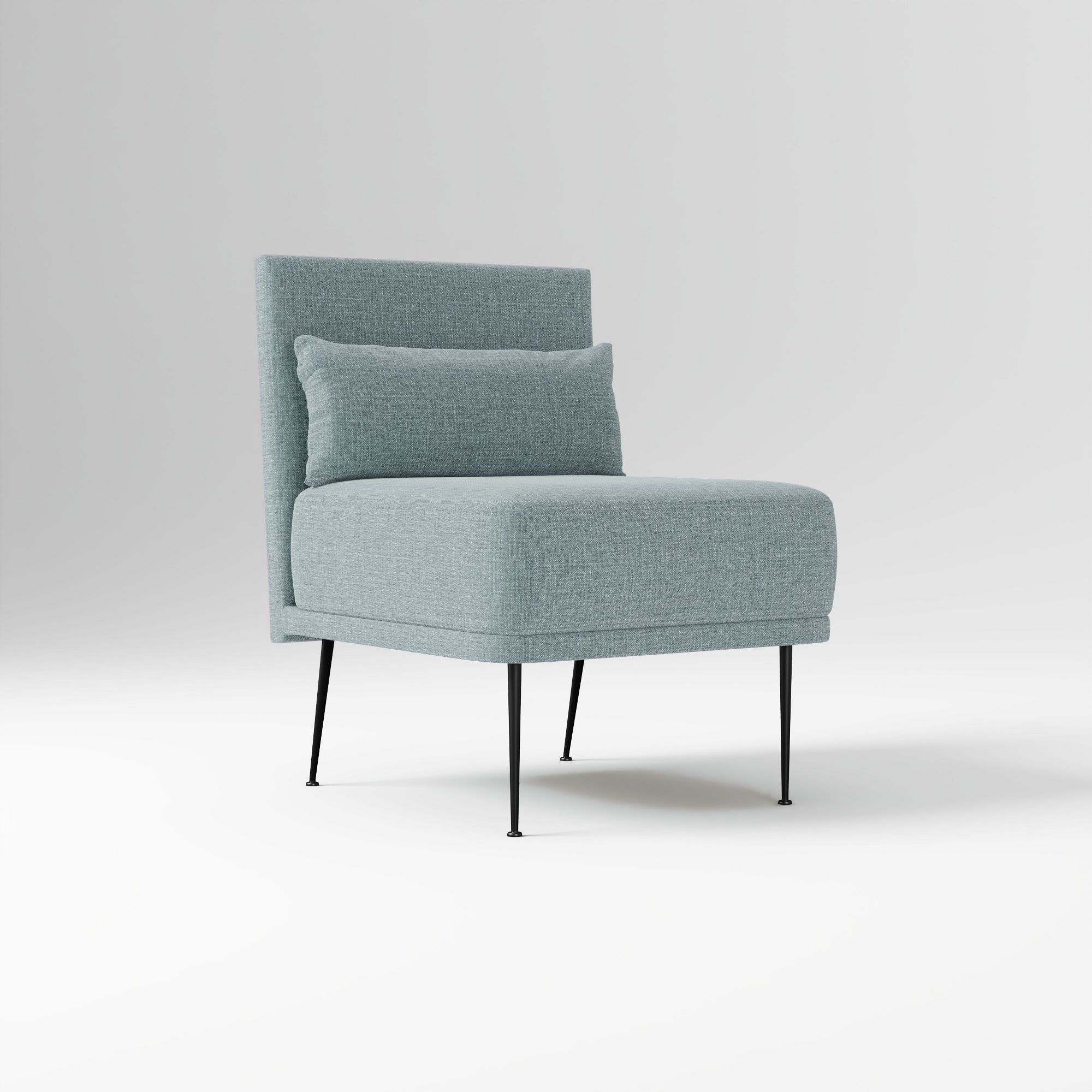 Modern Banquette Armless Bench, Yarn Dyed Linen Weave Oatmeal, Dark Bronze