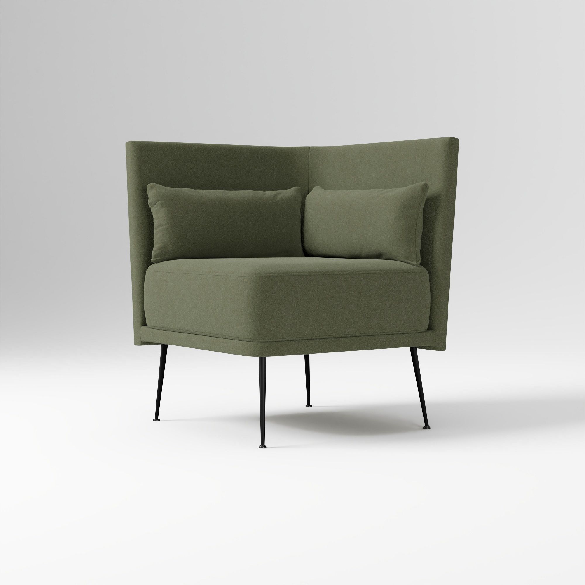 Modern Banquette Armless Bench, Yarn Dyed Linen Weave Oatmeal, Dark Bronze