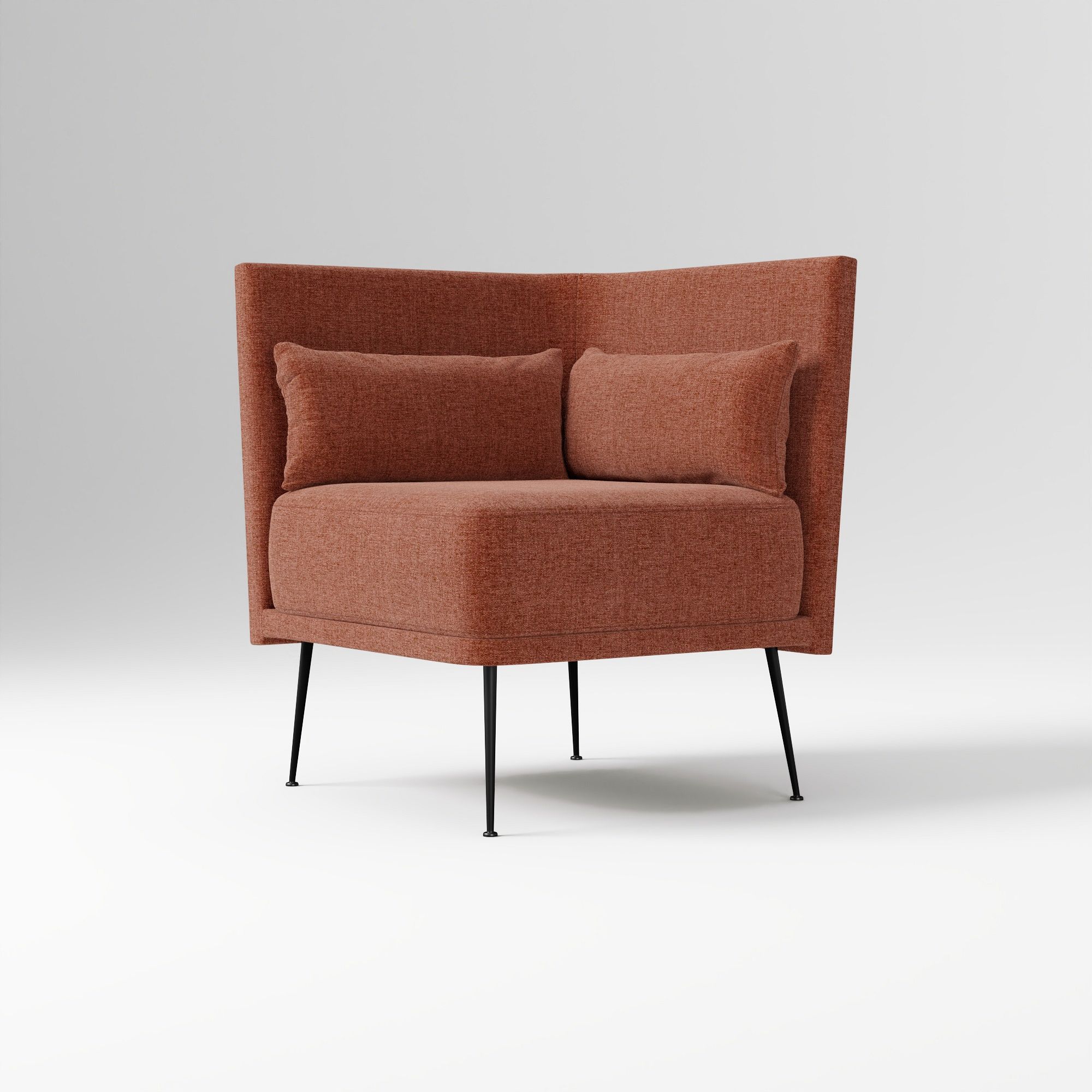 Modern Banquette Armless Bench, Yarn Dyed Linen Weave Oatmeal, Dark Bronze