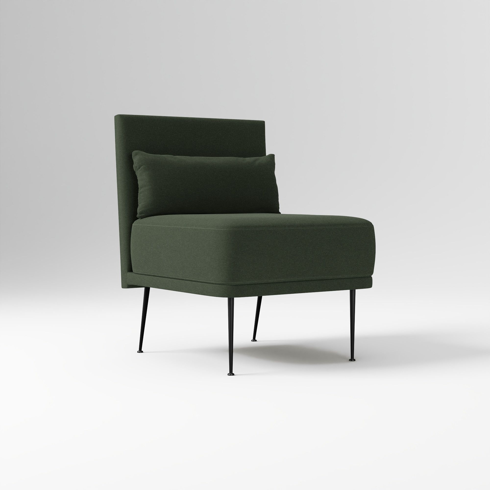 Modern Banquette Armless Bench, Yarn Dyed Linen Weave Oatmeal, Dark Bronze