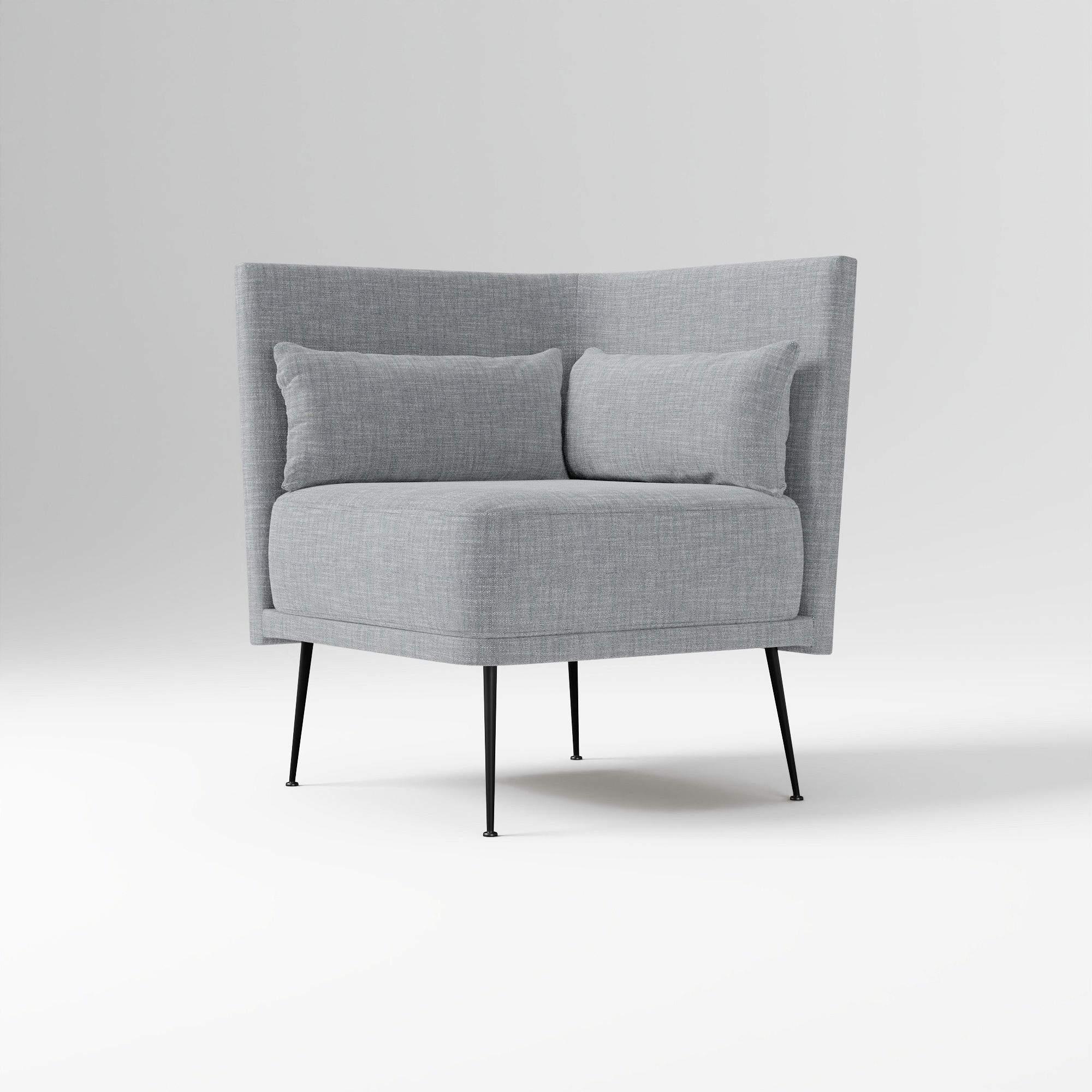 Modern Banquette Armless Bench, Yarn Dyed Linen Weave Oatmeal, Dark Bronze