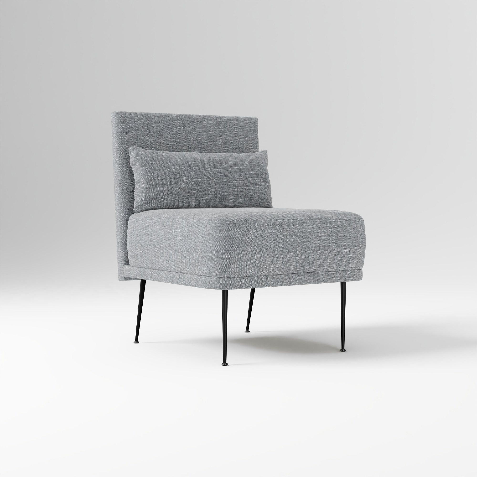 Modern Banquette Armless Bench, Yarn Dyed Linen Weave Oatmeal, Dark Bronze