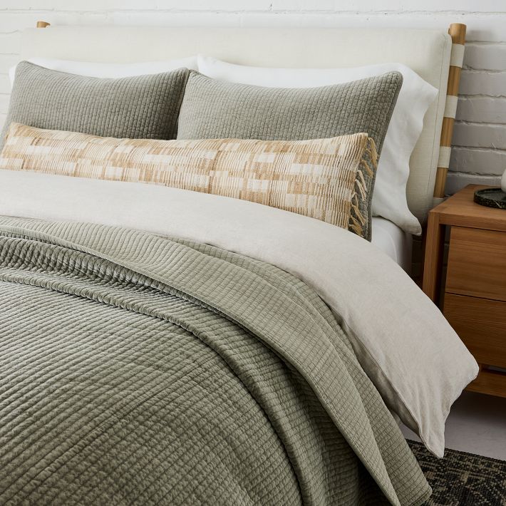 Washed Cotton Velvet Coverlet & Shams