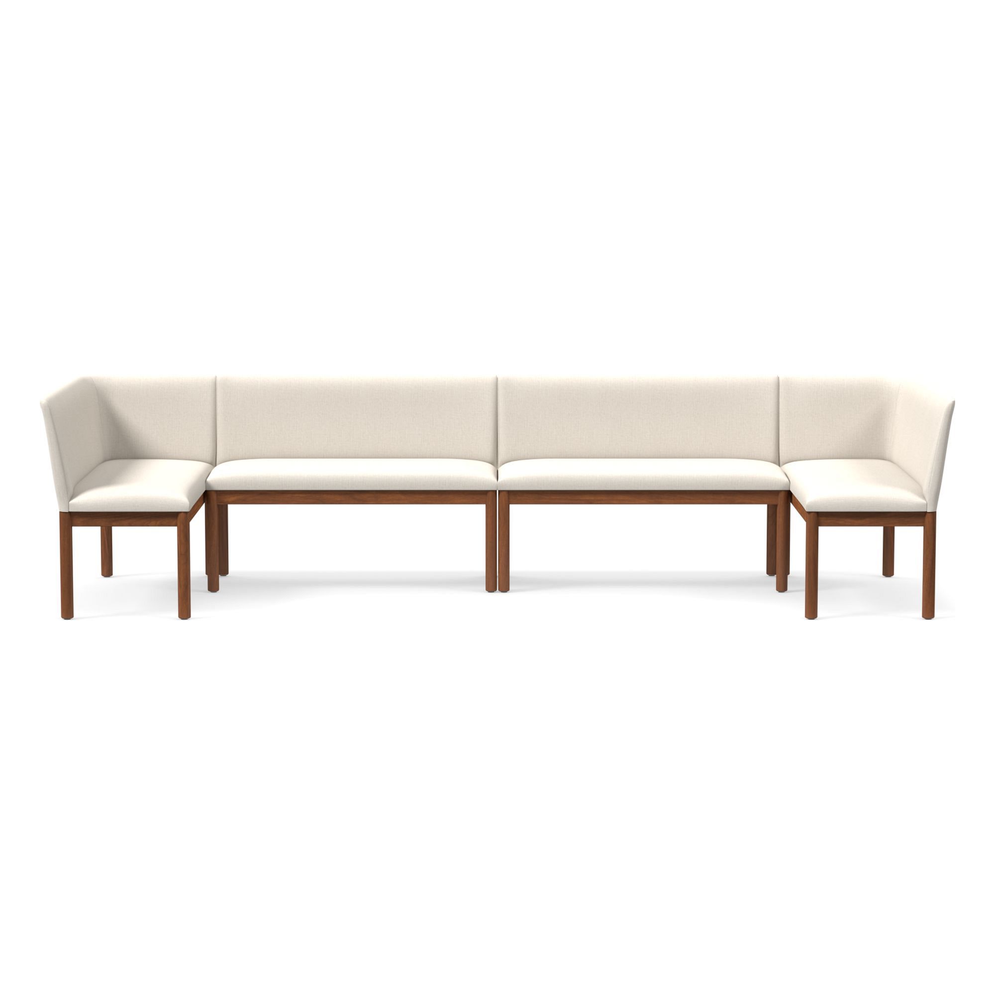 Hargrove Banquette  2 Benches + Left Arm Single Right YDLW Alabaster Cool Walnut