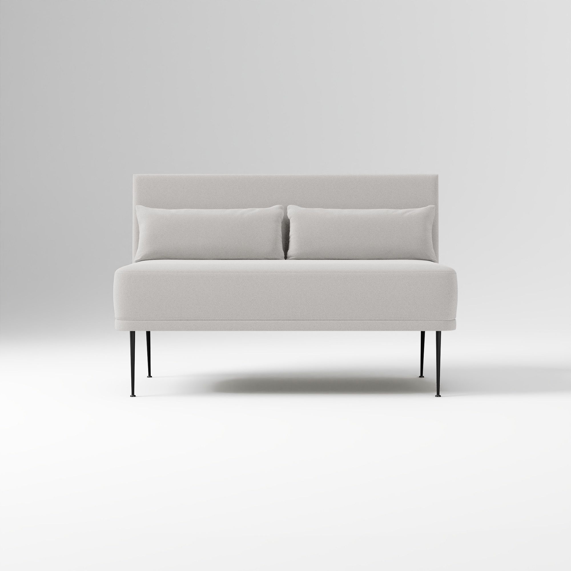 Modern Banquette Armless Bench, Yarn Dyed Linen Weave Oatmeal, Dark Bronze