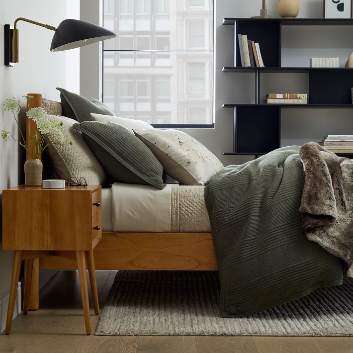 Cotton Cloud Jersey Duvet Cover & Shams in Dark Olive (King Size)