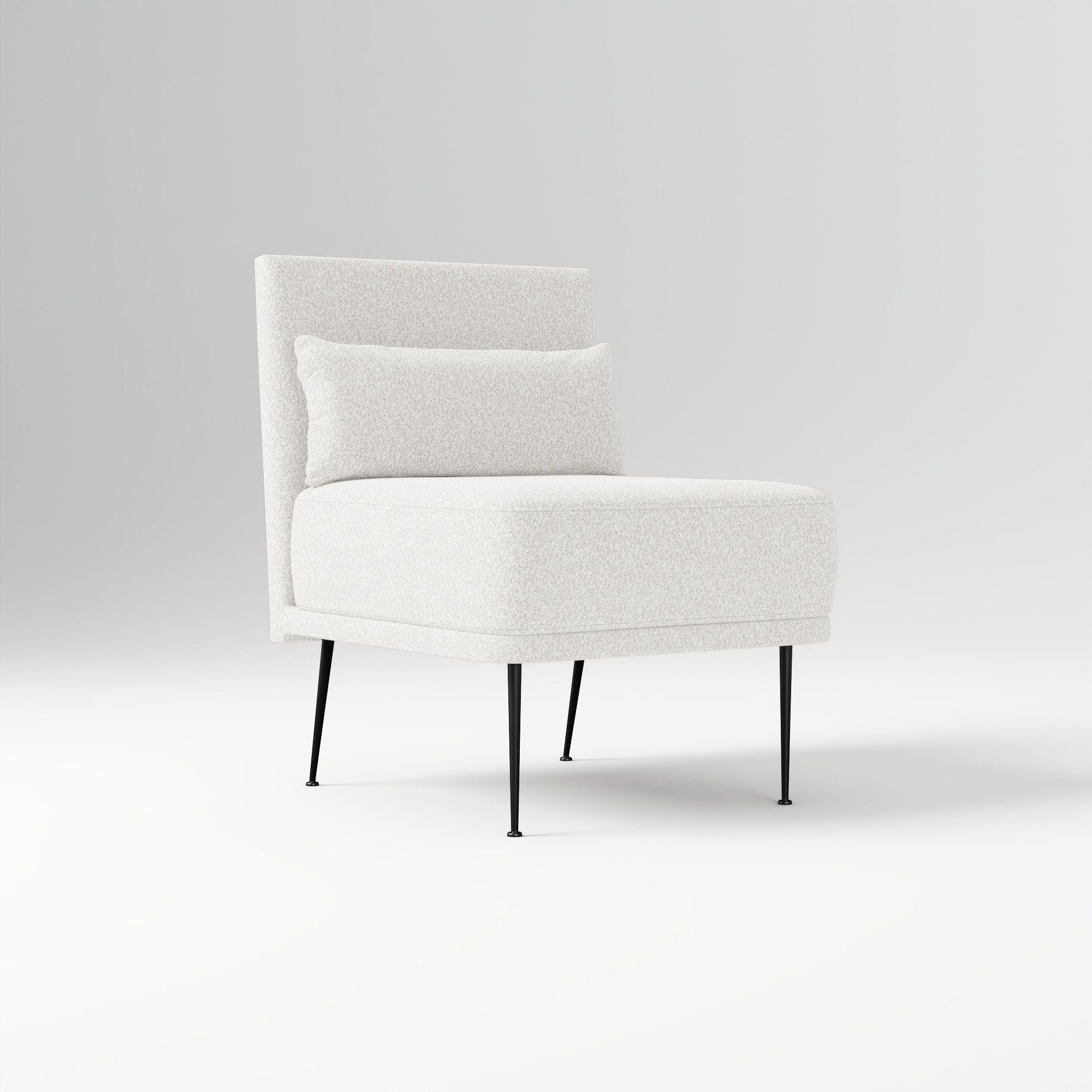 Modern Banquette Armless Bench, Yarn Dyed Linen Weave Oatmeal, Dark Bronze