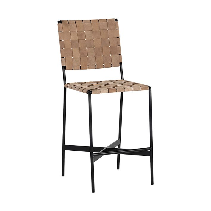 Savita Woven Leather Counter Stool | West Elm