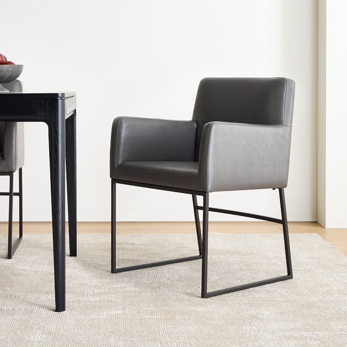 Range Leather Dining Arm Chair Modern Elegance West Elm