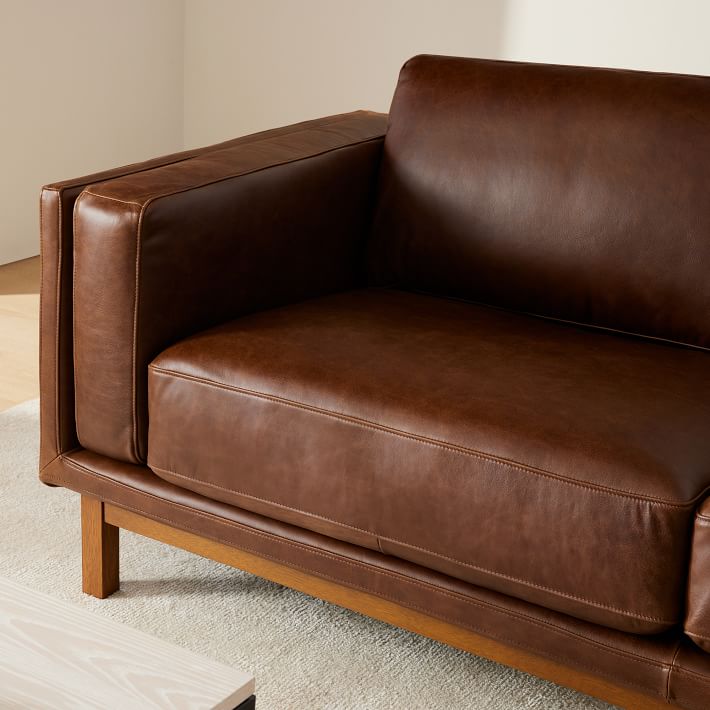 【本革】West elm ブラウン 1人掛けソファ 椅子 Dekalb Leather Sofa (68